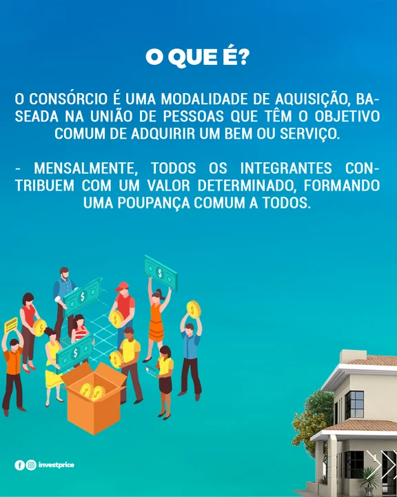 Tela 2 do carrossel O que é consórcio, da Invest Price